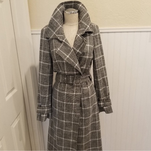 💋White House Black Market Plaid belted Trench Coat💋 - Picture 6 of 11